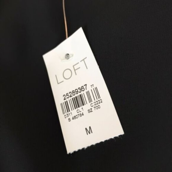 LOFT Black Embroidered Criss Cross Strappy Lined Camisole Top Medium - Picture 9 of 9